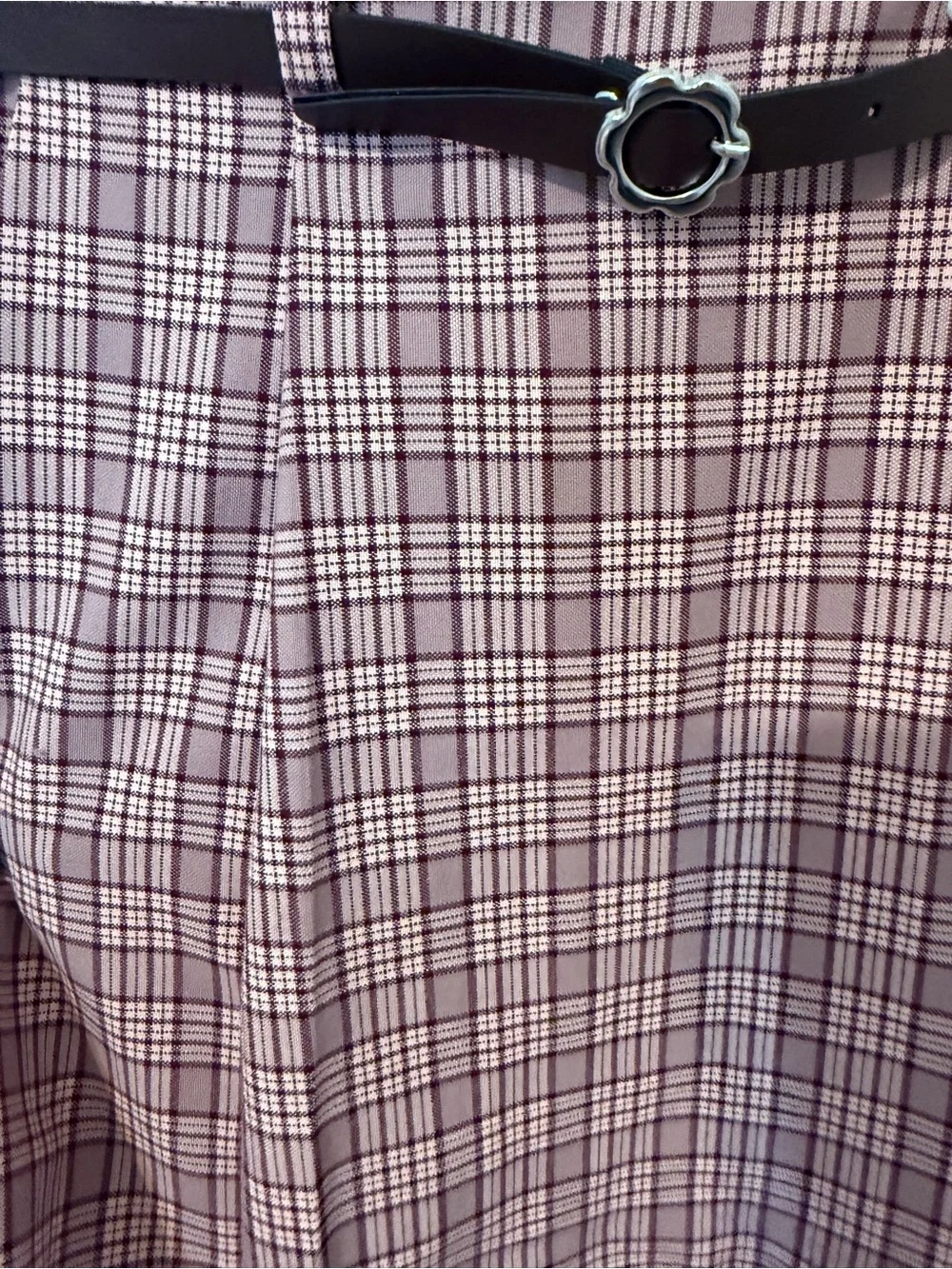 Zara Pink Plaid Mini Skirt with Brown Belt